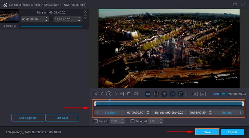 Klicken Sie auf die Schaltfläche „Trimmen“.