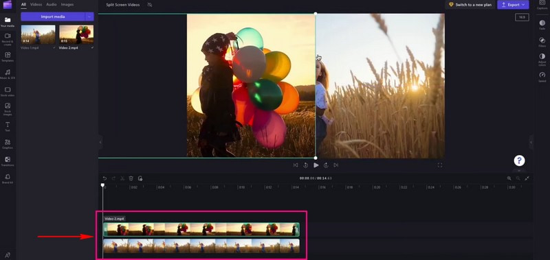 Clipchamp Split-Screen