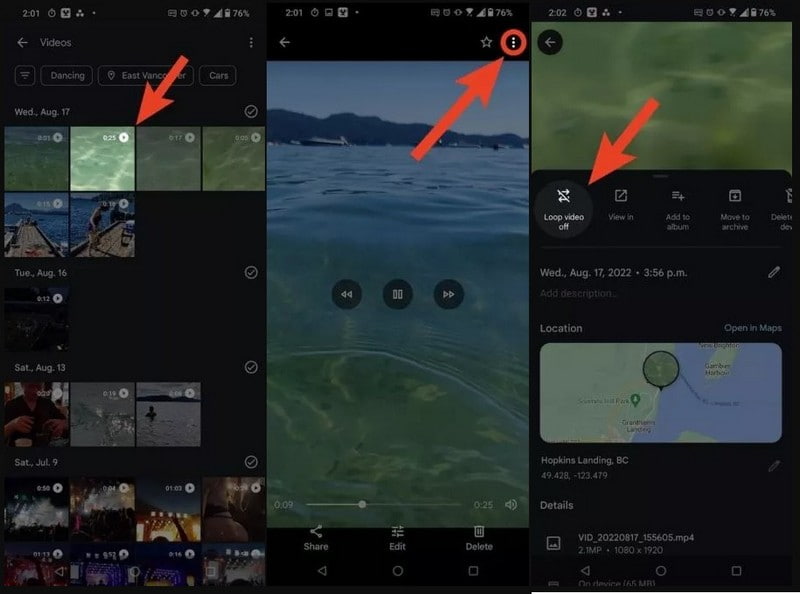 So wiederholen Sie Videos in Google Fotos