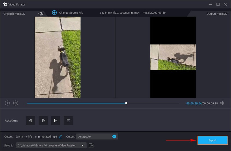 Speichern Sie Ihr konvertiertes horizontales Video
