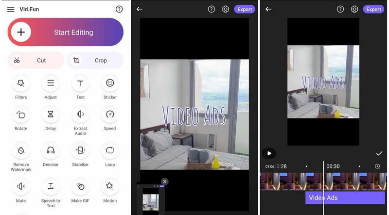 VidFun Anzeigen-Editor