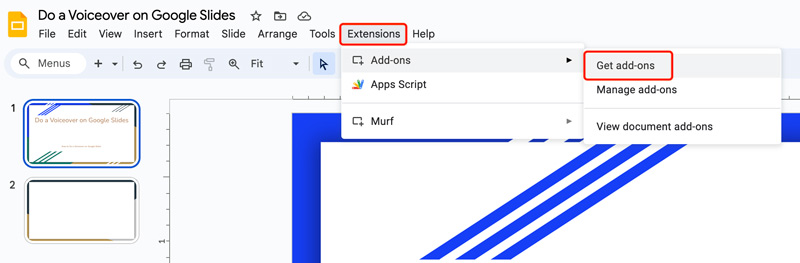 Auf den Voiceover-Recorder Murf in Google Slides zugreifen