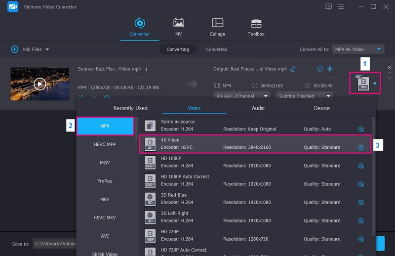 Klicken Sie auf das Profile‑Drop‑down‑Menü