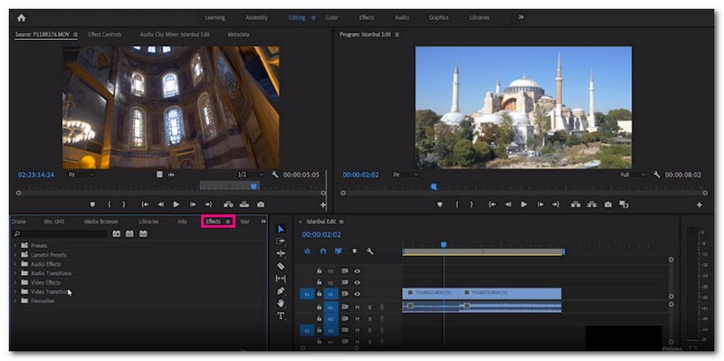 Video in Premiere Pro mit Übergängen bearbeiten