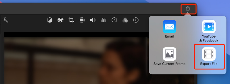 Exportieren, um das Voiceover in iMovie zum Video hinzuzufügen