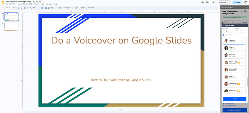 Ein Voiceover in Google Slides mit Murf aufnehmen