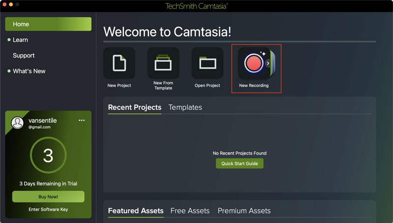 Camtasia‑Oberfläche