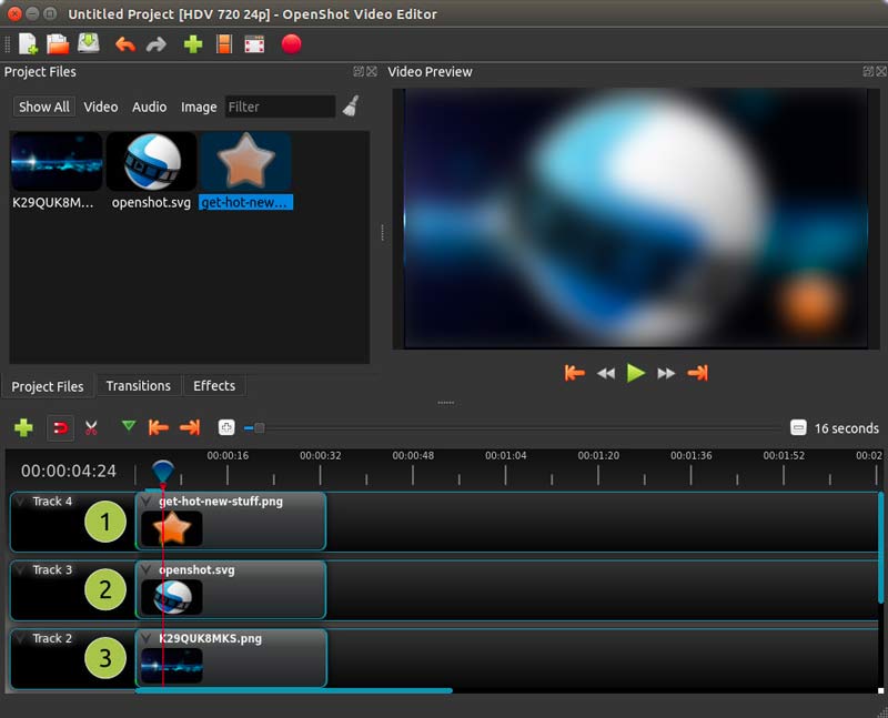 OpenShot Video Editor Benutzeroberfläche