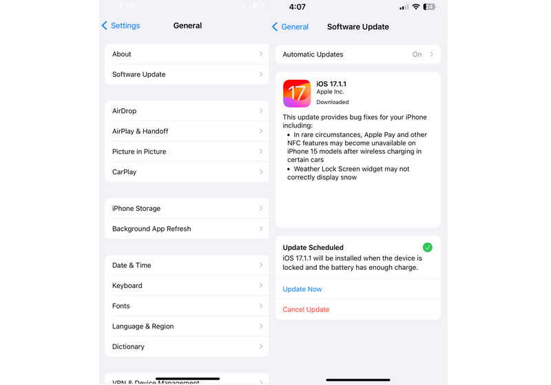 Systemupdates prüfen – Mobilgerät