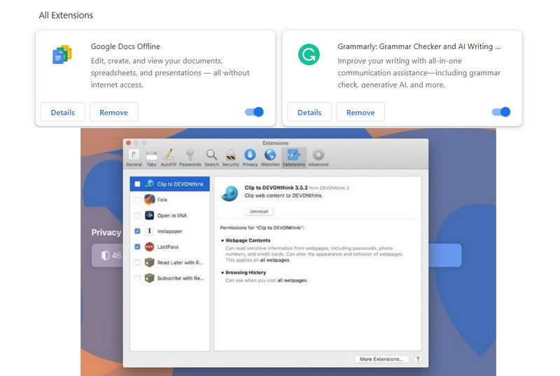 Erweiterungen deaktivieren
