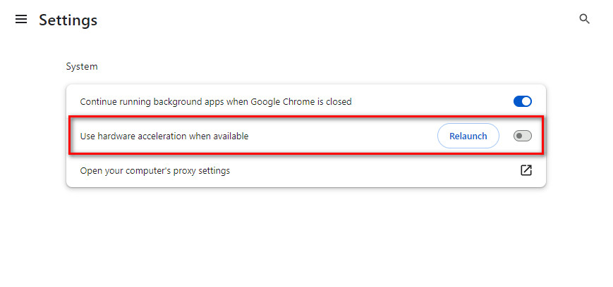 Hardwarebeschleunigung deaktivieren