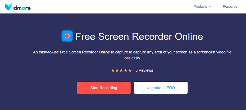Vidmore Free Screen Recorder Online Oberfläche