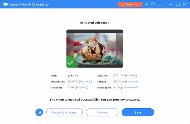 Videoreparatur starten
