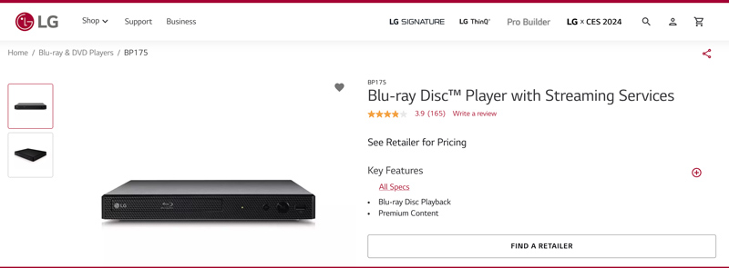 Regionfreier Blu-ray-Player LG BP175