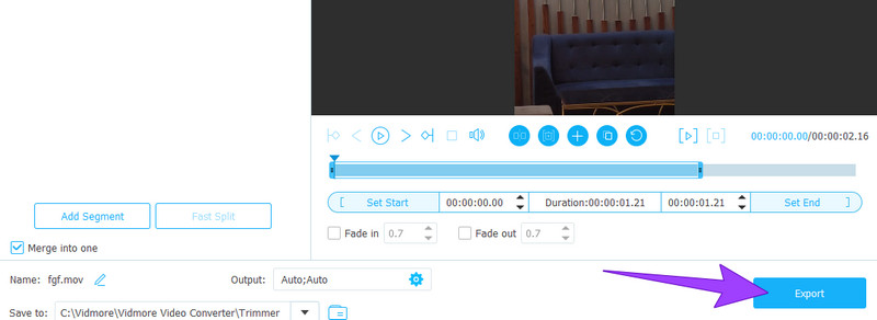 iPhone-Video schneiden mit Vidmore – Export