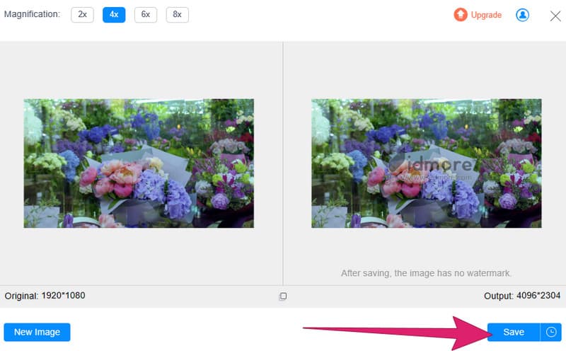 Bild online auf 4K hochskalieren speichern