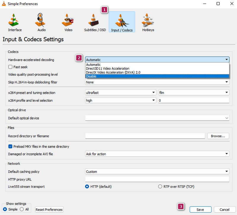 VLC Hardwarebeschleunigung deaktivieren