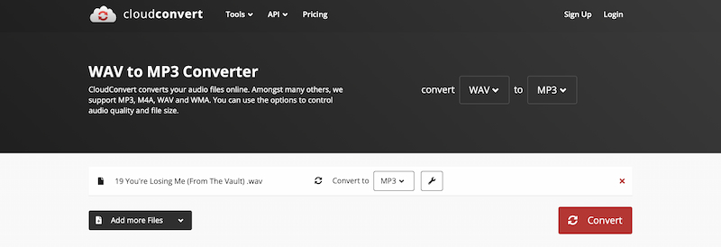 Cloudconverter WAV-Datei