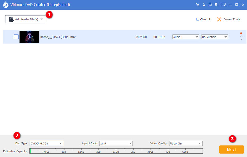 VHS DVD Vidmore Hinzufügen Einstellen