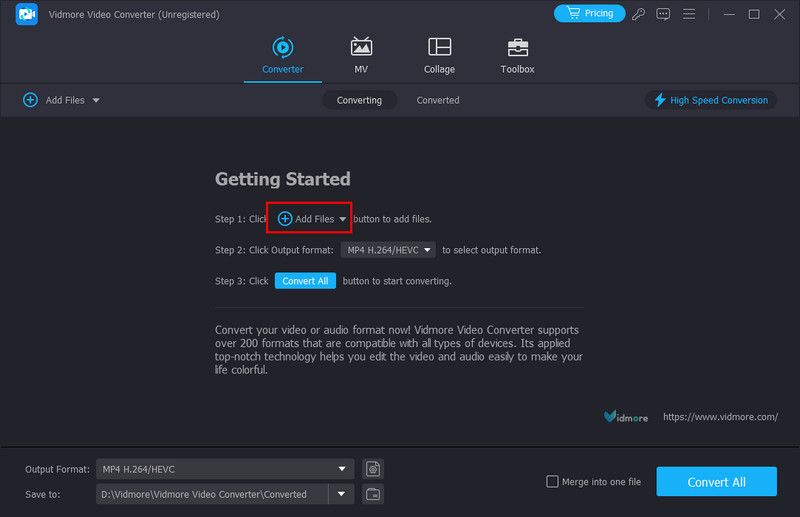 Vidmore Video Converter Dateien hinzufügen