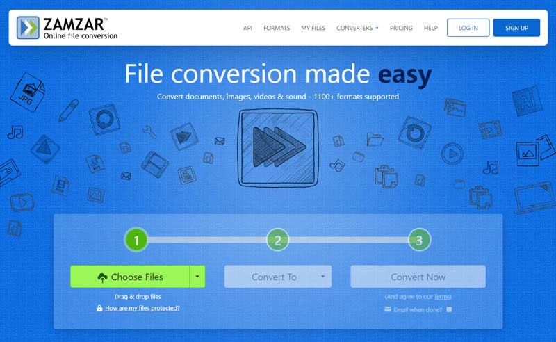 Zamzar‑Oberfläche