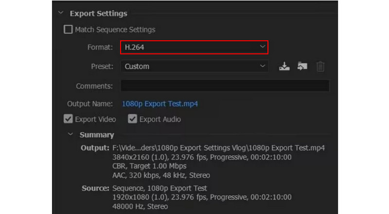 Adobe Premiere Datei exportieren