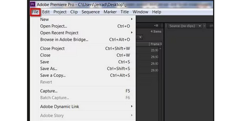 Adobe Premiere Dateien hochladen