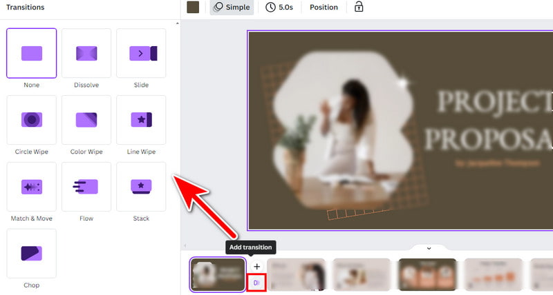 Canva‑Diashow‑Übergänge
