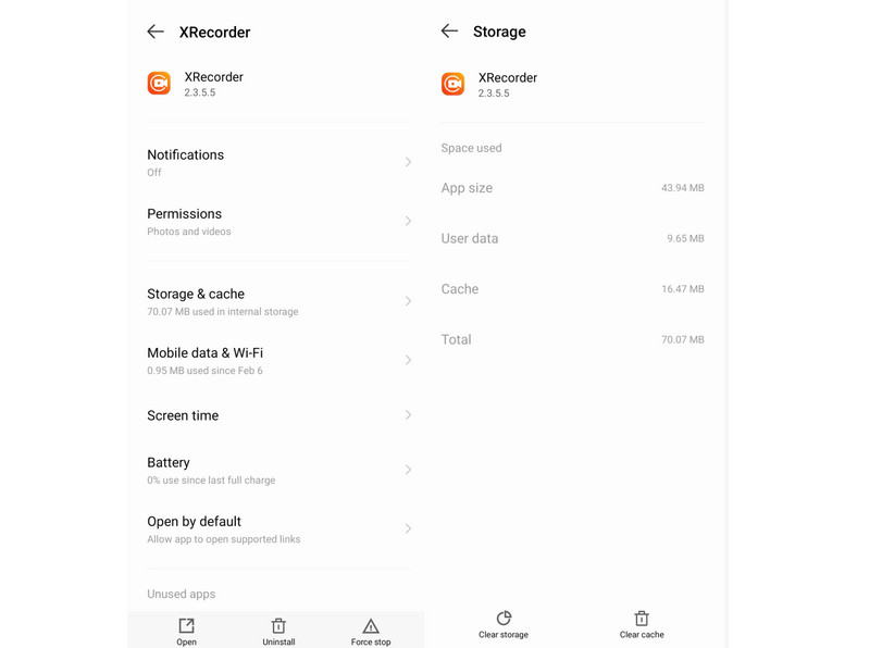 Cache von XRecorder löschen
