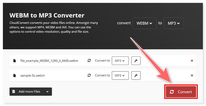 CloudConvert Dateien in MP3 konvertieren