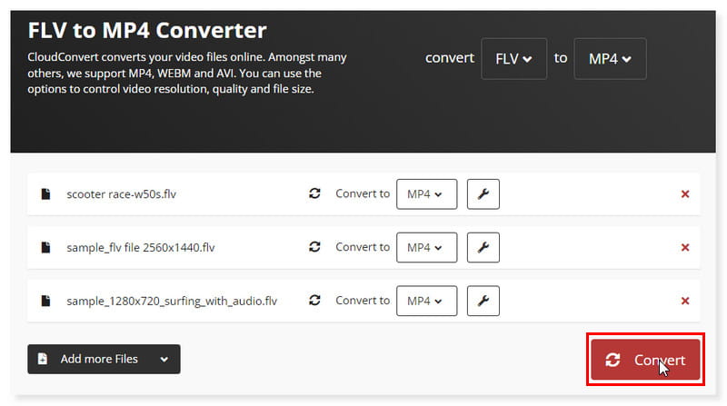 CloudConvert FLV in MP4 umwandeln