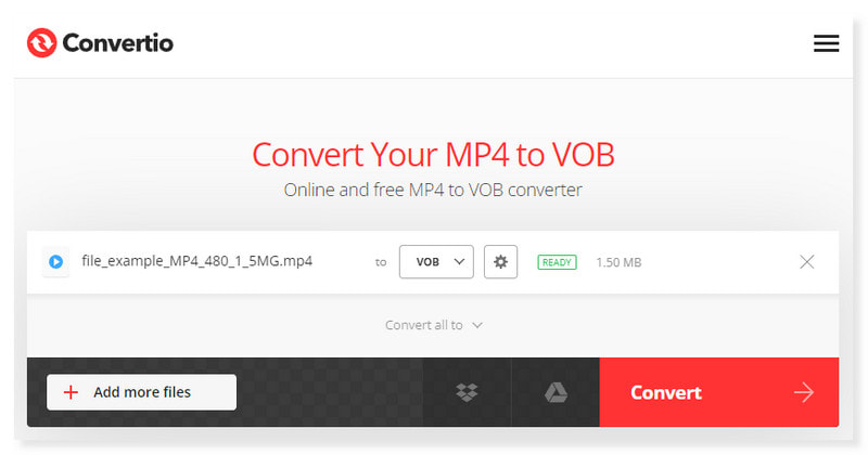 Convertio MP4-zu-VOB-Konverter