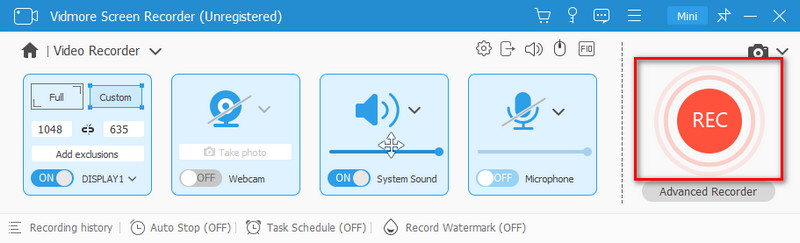 Auf die „Rec“-Option klicken