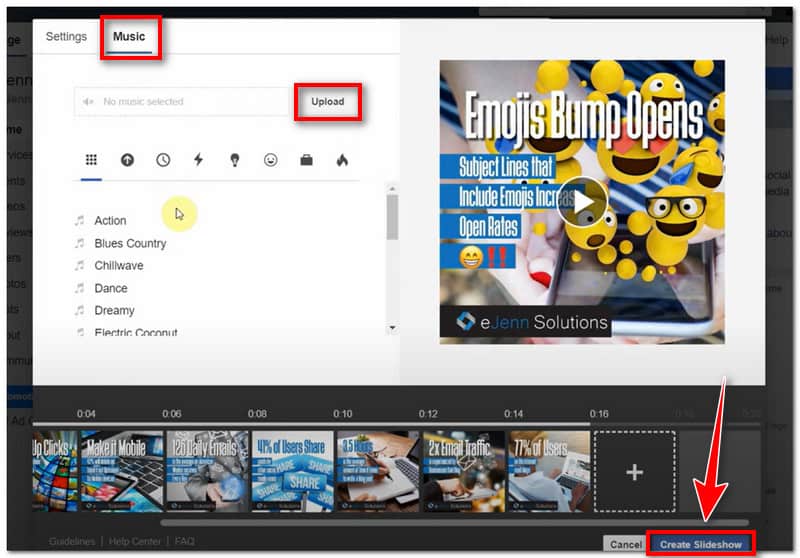 Neu erstellte Diashow veröffentlichen