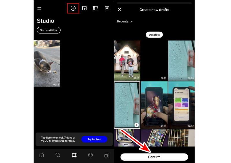 Video auswählen und bestätigen