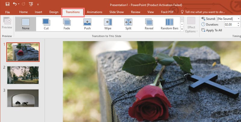 Übergänge auswählen