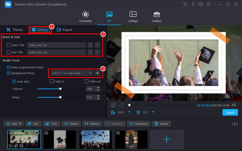 Einstellungen für Titel und Musik