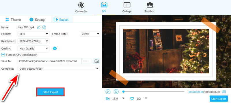 Export starten-Schaltfläche