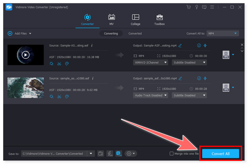 Vidmore alle ASF-Dateien konvertieren