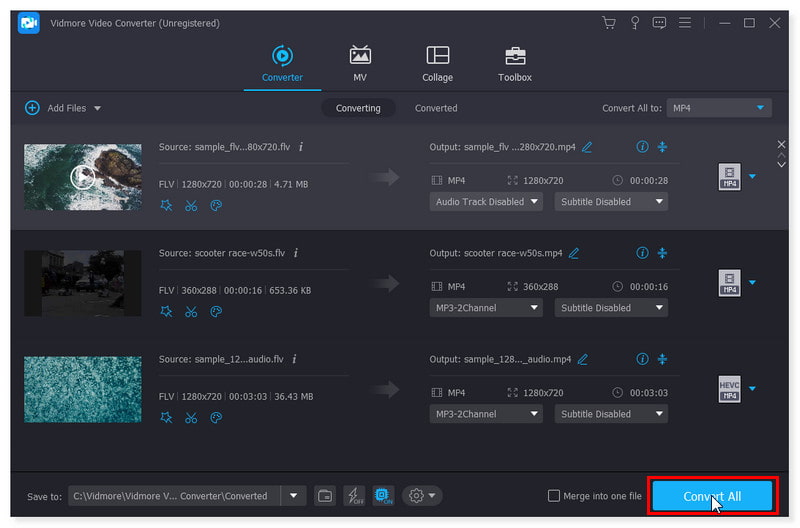 Vidmore Alle FLV-Dateien konvertieren