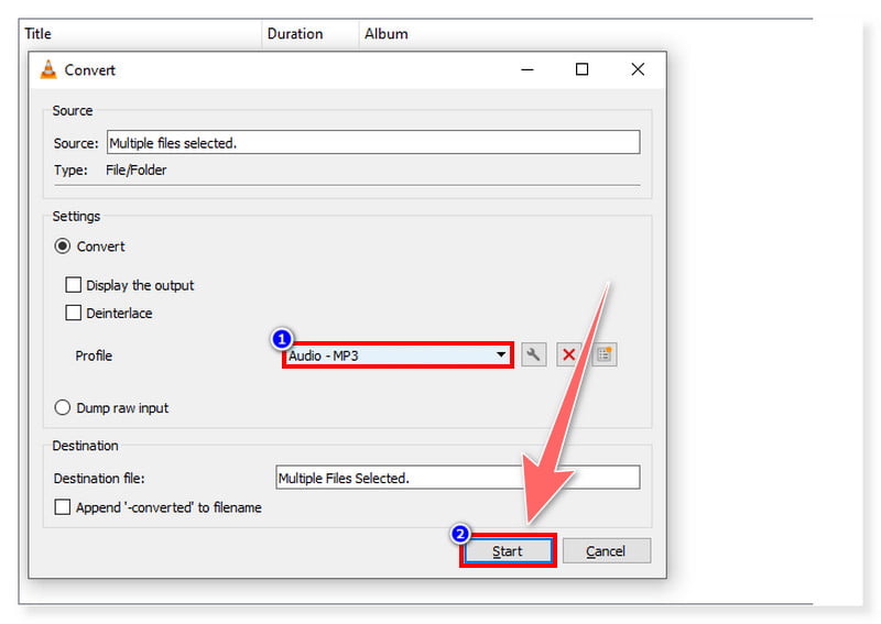VLC MP3-Dateien konvertieren starten