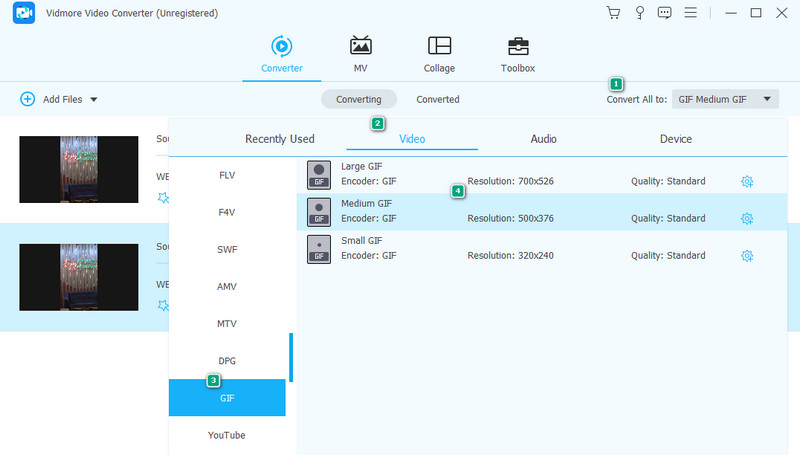 WEBM GIF Converter Vidmore Einstellen