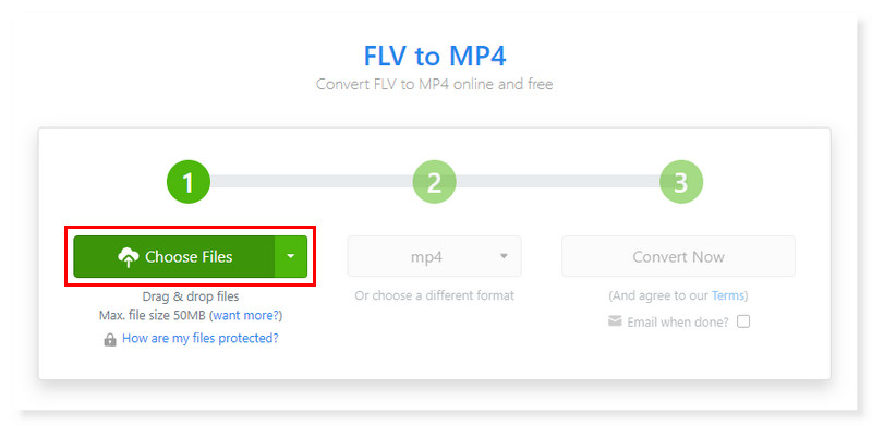 Zamzar FLV-Dateien auswählen