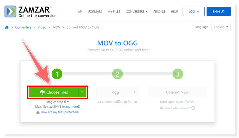 Zamzar MOV-zu-OGG-Konverter