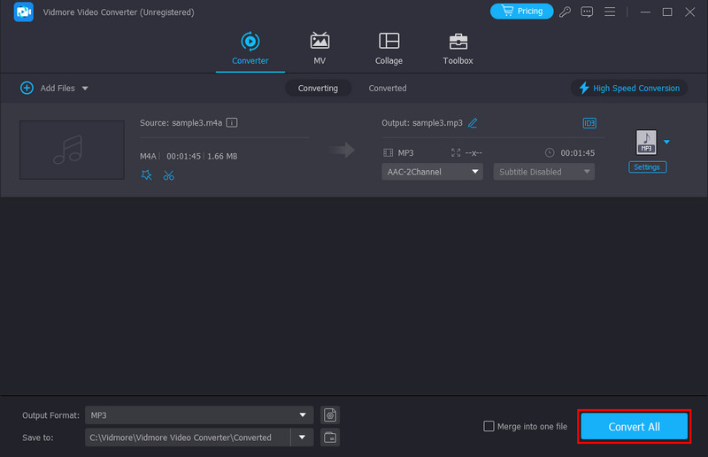 Schaltfläche „Alle konvertieren“, um zu speichern