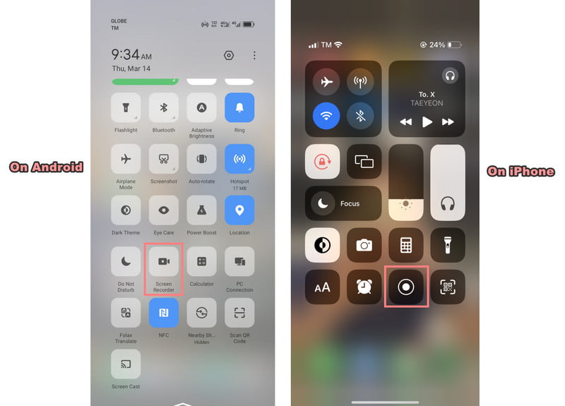 Optionen für Bildschirmaufnahmen