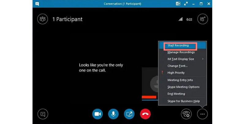 Option „Aufzeichnung starten“