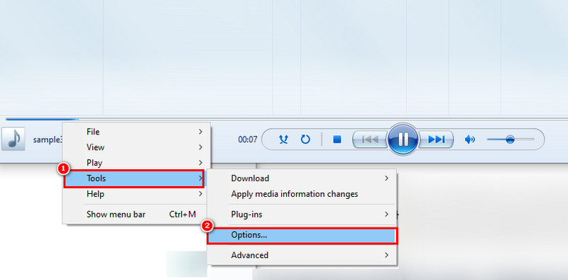 Extras, dann Optionen