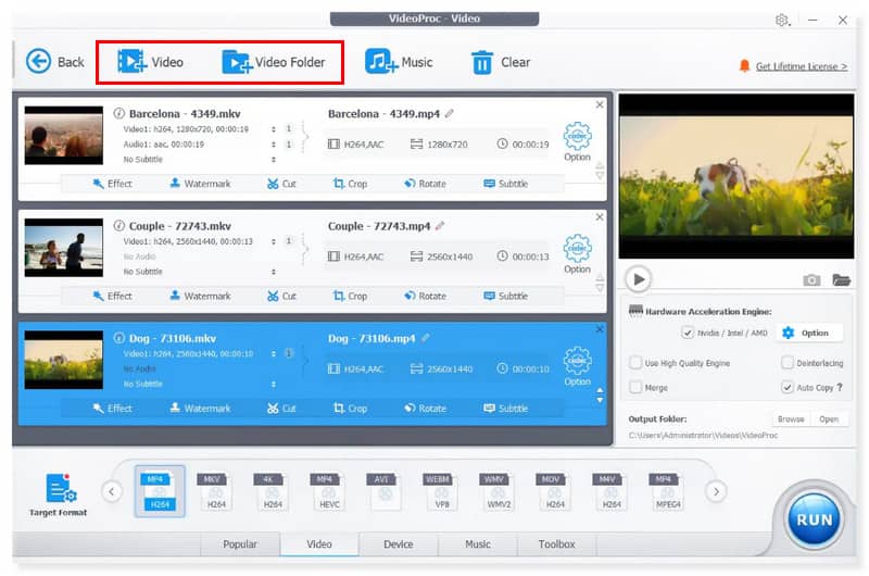 Videoproc MKV-Videodateien hinzufügen