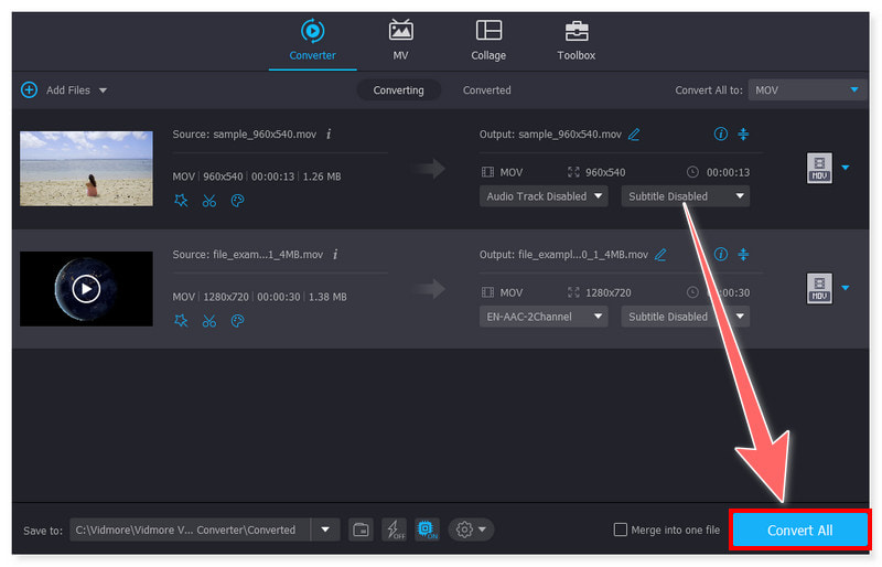 Vidmore Dateien in MOV konvertieren